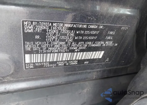 2021 Toyota Rav4 Le from USA, damaged, VIN 2T3H1RFV0MC119211